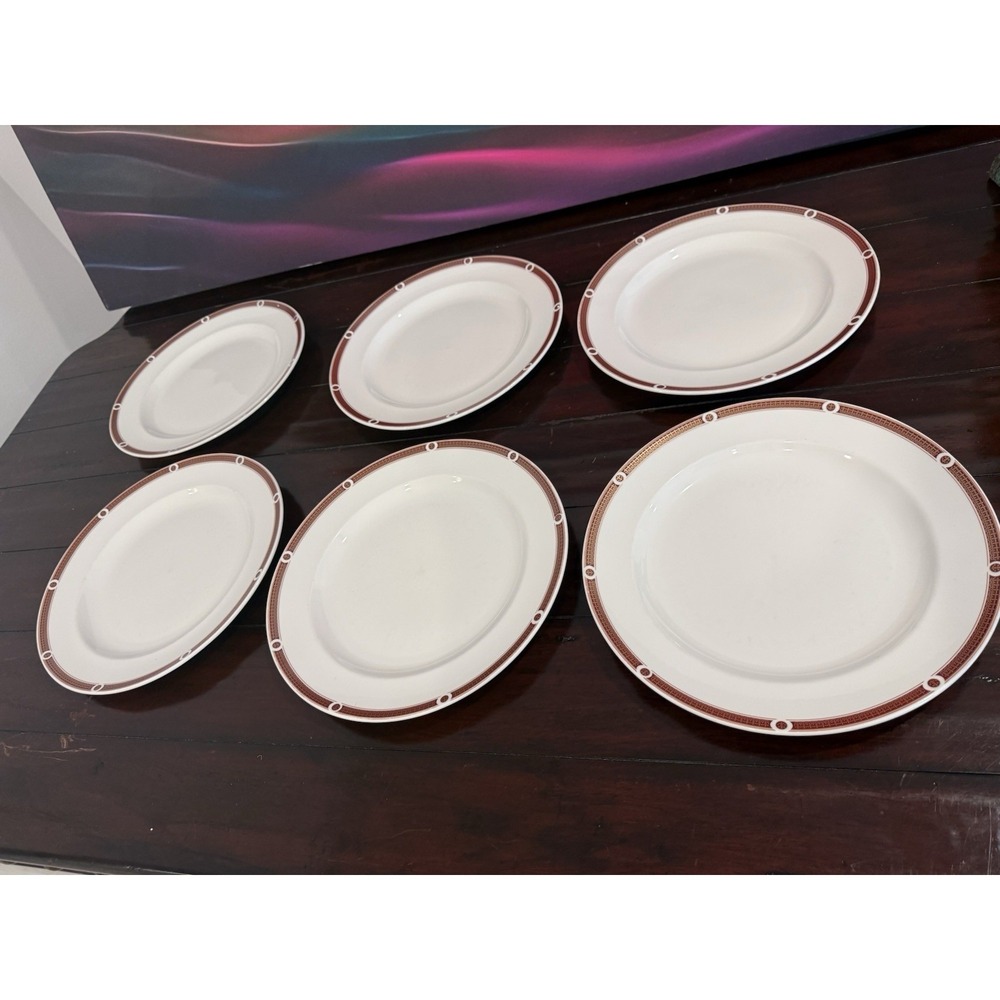 Steelite International Burgundy Dinner Plate. 12 1/2". Made In England Set Of 6